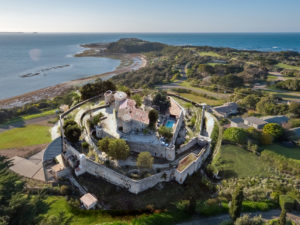 A circular fortification on the coast