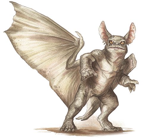 A small creature with bat wings and pointy ears.
